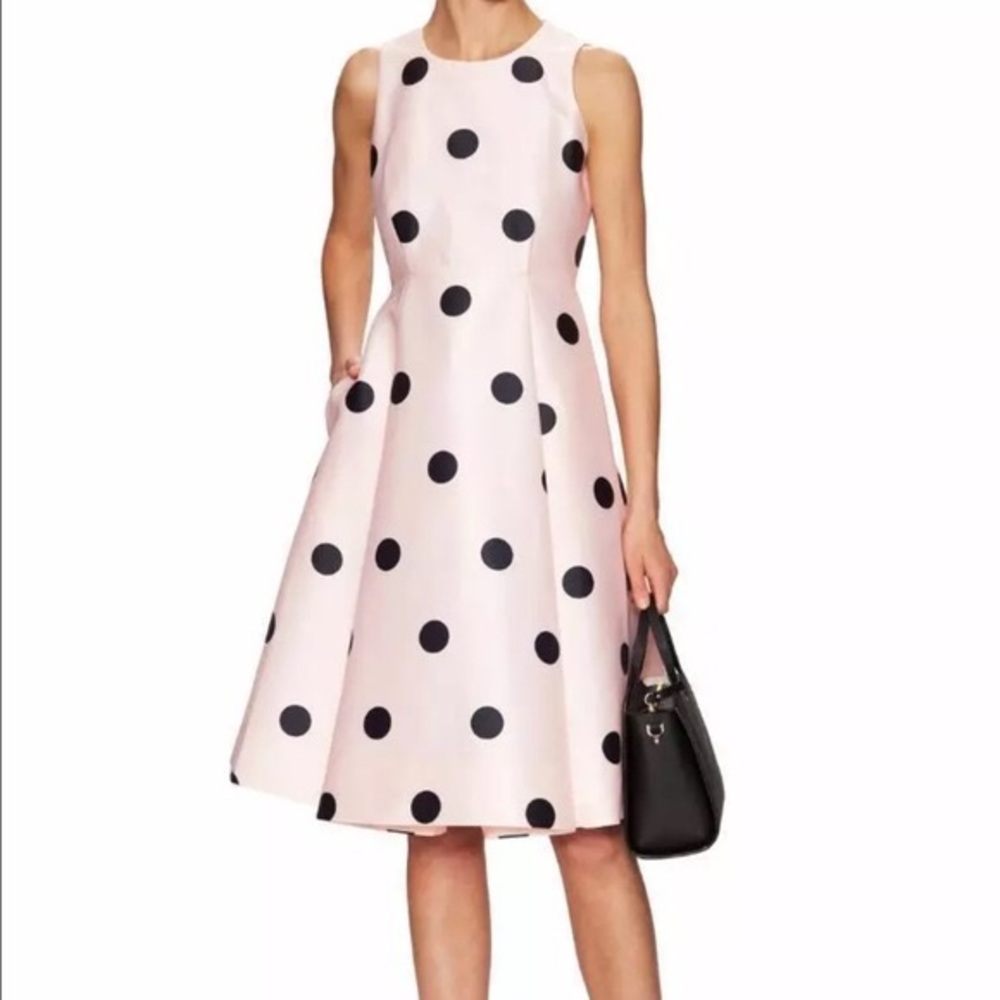 Kate Spade Pink & Black Polka Dot Fit/flare dress
